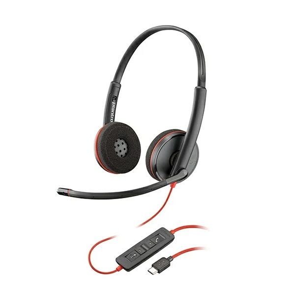 Poly Blackwire 3220 Stereo USB-C Headset with USB-C/A adapter